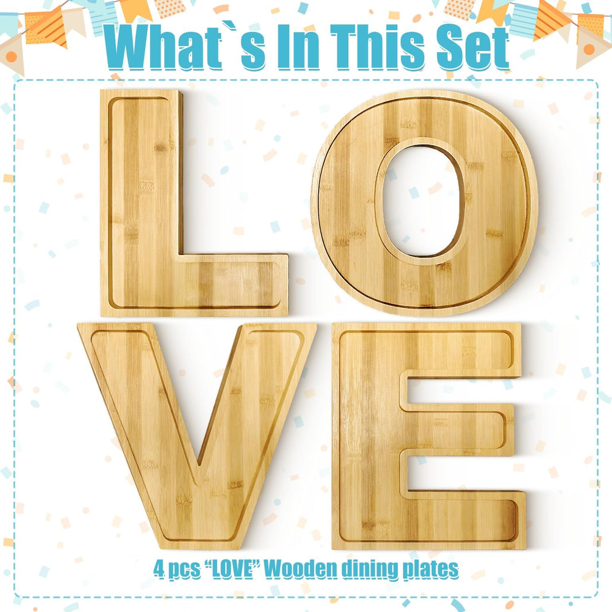 4pcs Wooden Love Charcuterie Board Letter