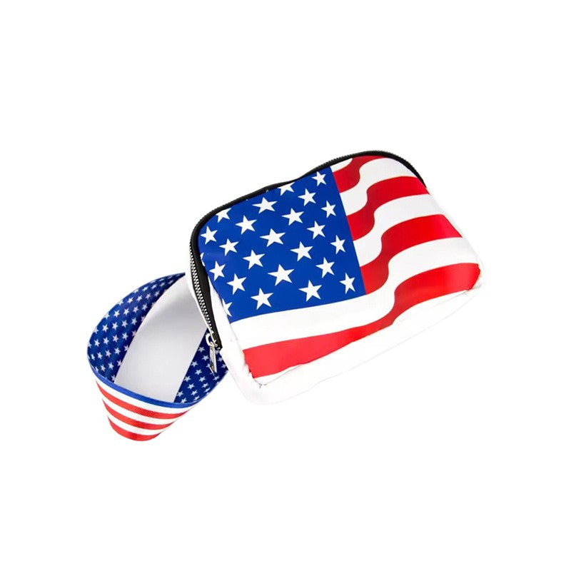 American Flag Cross Body Zippered Belt Ba