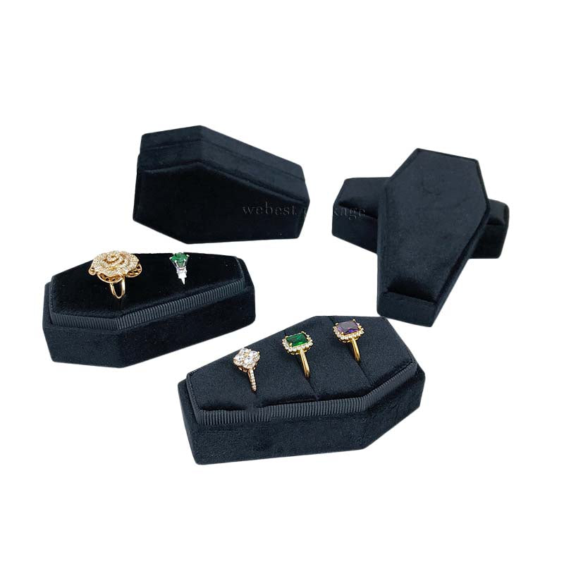 Velvet Coffin Ring Box Case Holder