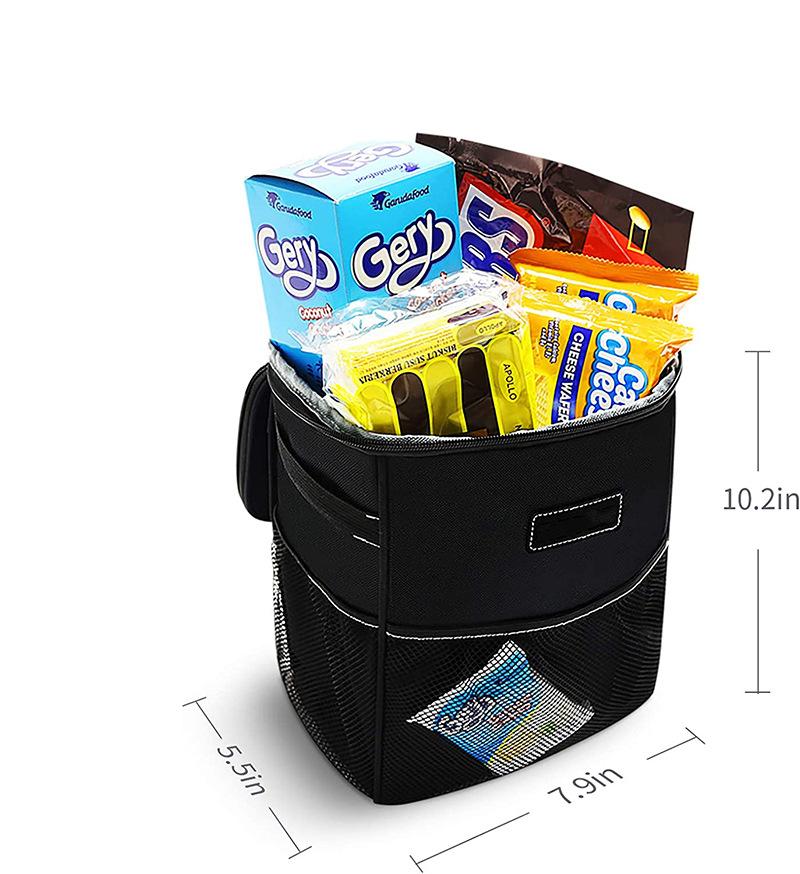 Car Trash Can With Lid And Storage Pocket